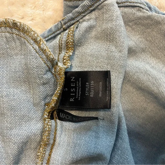 RISEN Womens Jean Denim Shirt Sleeveless Denim Button-Up Shirt Casual Small - Picture 11 of 12